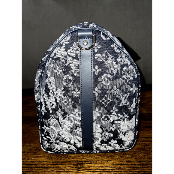 Louis Vuitton Keepall Bandouliere 50 Tapestry Blue Monogram Weekend Travel Bag - Picture 4 of 9